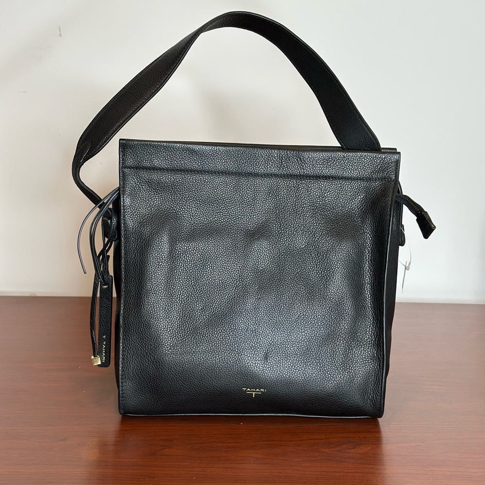 Tahari Black Messenger Bag with Minimalist Design